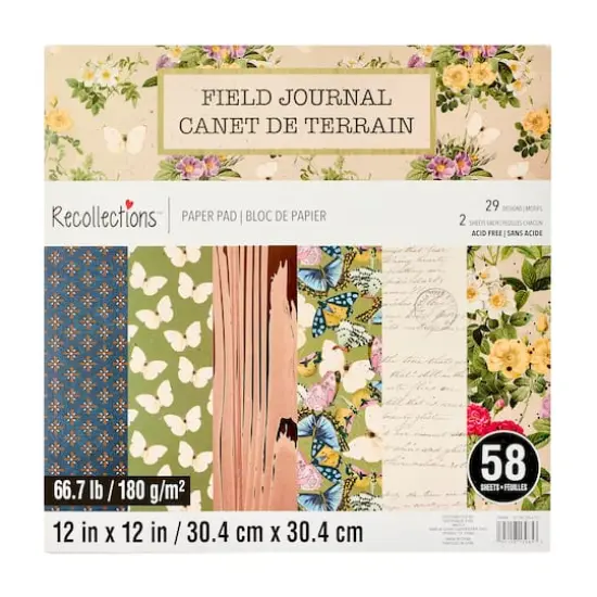 12" x 12" Field Journal Paper Pad by Recollections&trade;, 58 Sheets {6}