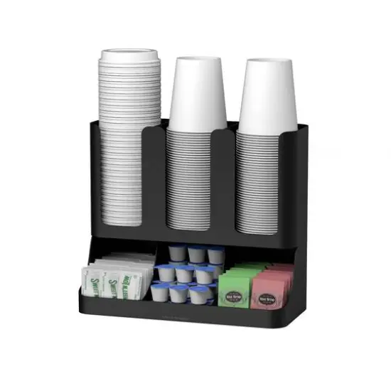 Mind Reader Black 6 Compartment Upright Breakroom Coffee Condiment and Cup Storage Organizer {6}