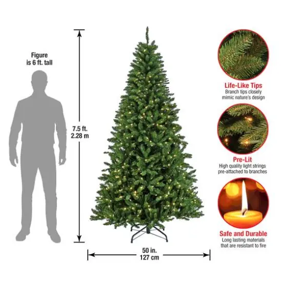 7.5ft. Pre-Lit Crater Pine Artificial Christmas Tree, Warm White LED Lights {6}