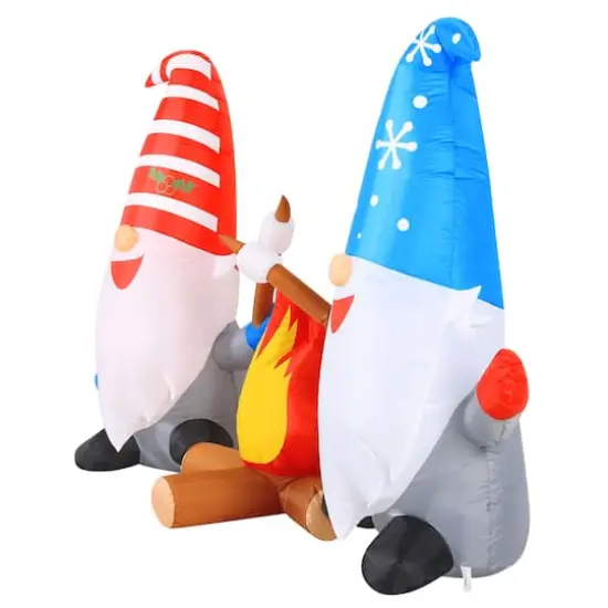 6ft. Inflatable Christmas Light Up Campfire Gnomes {3}