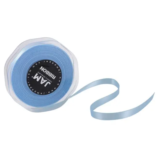 JAM Paper 3/8" x 25yd. Double Faced Satin Ribbon Baby Blue {5}