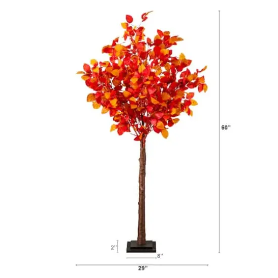 5ft. Pre-Lit Autumn Artificial Fall Tree with 200 Warm White LED Lights {3}