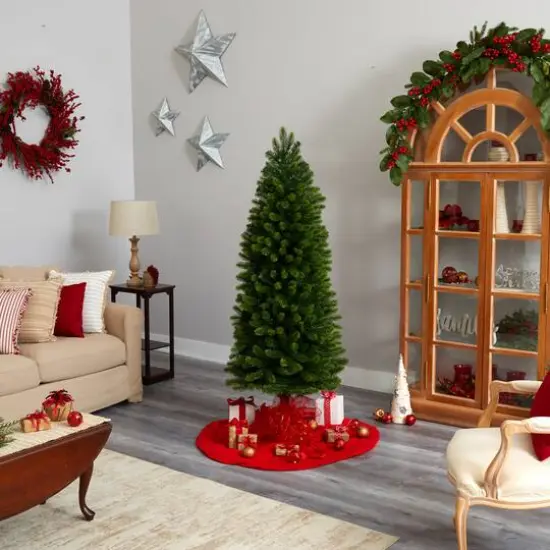 6ft. Pre-Lit Slim Virginia Spruce Artificial Christmas Tree, Warm White LED Lights {11}