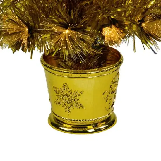 3ft. Pre-Lit Gold Fiber Optic Artificial Christmas Tree, White Lights {6}
