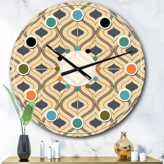 Designart 'Retro Ornamental Design Vii Mid-Century Modern Wall Clock {1}