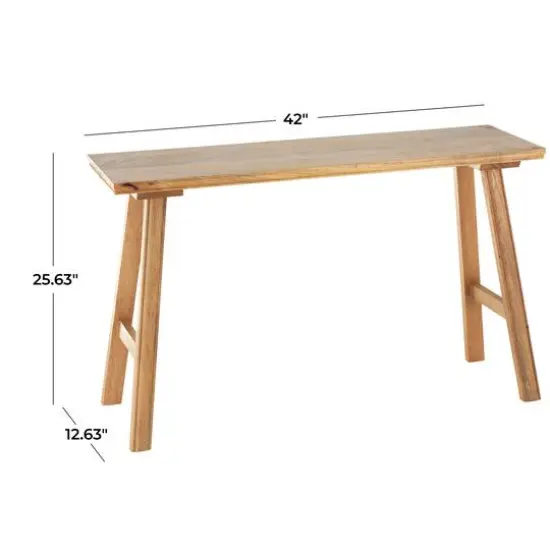 42" Brown Mango Wood Handmade Traditional Home Bench {8}