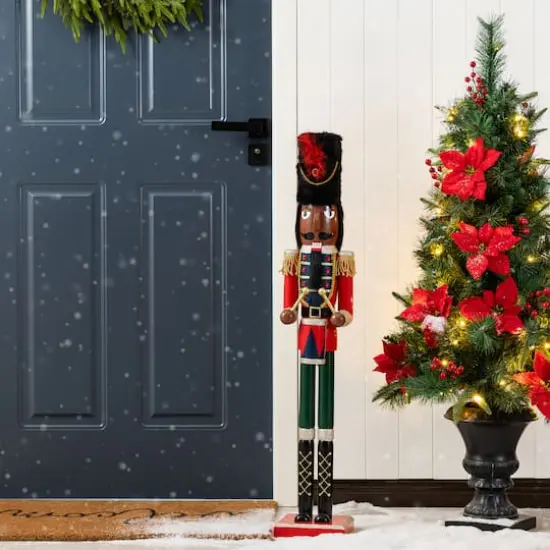 Glitzhome&reg; 36.5"H Wooden Christmas African American Soldier Nutcracker {3}
