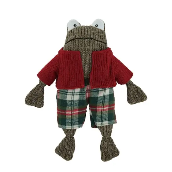 Hello Honey® 12" Decorative Cotton Knit Plush Christmas Frog Toy in Sweater & Shorts {1}