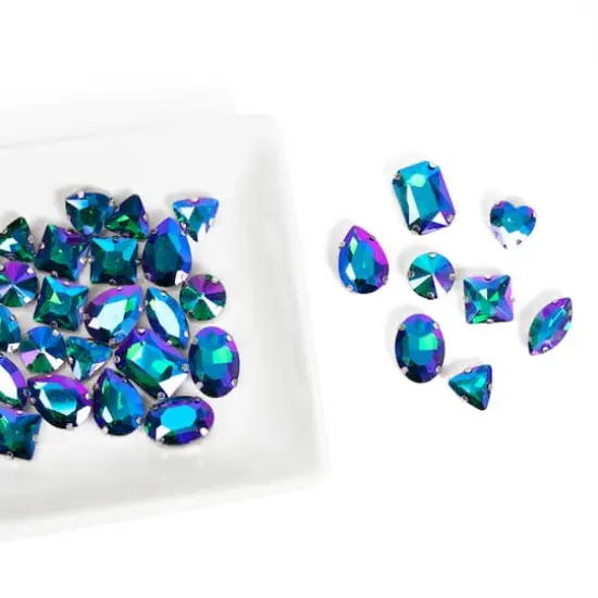 CousinDIY Silver Sapphire AB Glass Sew-On Rhinestones, 38ct. {5}