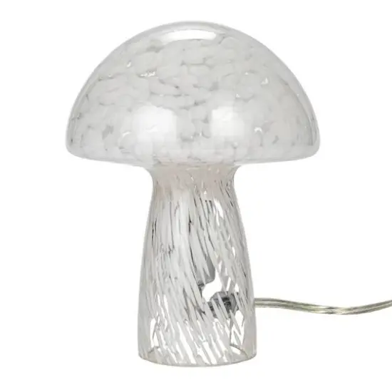 Hello Honey&reg; 7.75" White Round Blown Glass Mushroom Shaped Table Lamp with Inline Switch {11}