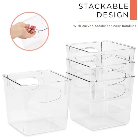 Sorbus 5.5" Clear Square Bins {4}