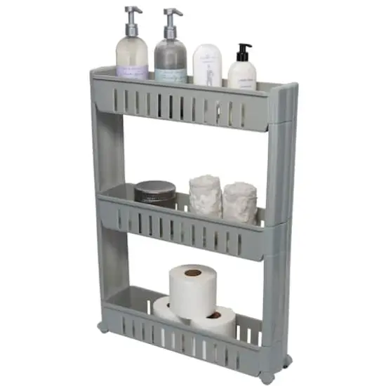 Simplify 3-Tier Slim Slide-Out Storage Cart Gray {7}
