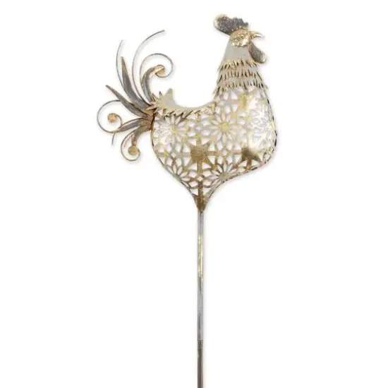 35.5" Gold Rooster Garden Stake {7}