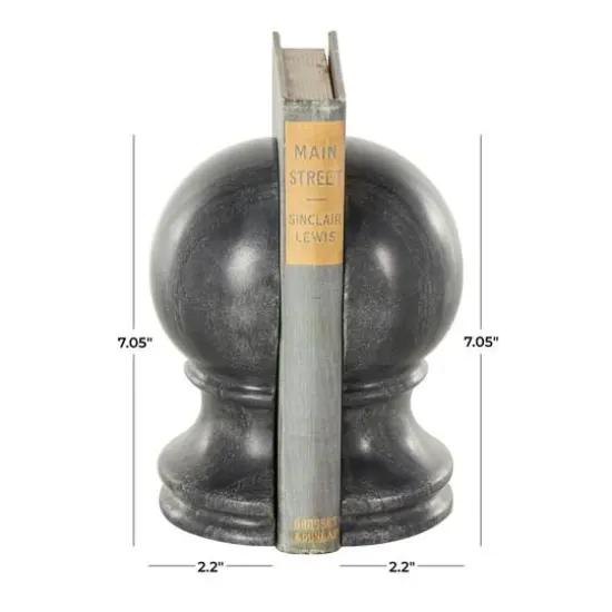 7" Black Marble Globe Sleek Orb Decorative Bookends, 2ct. {9}