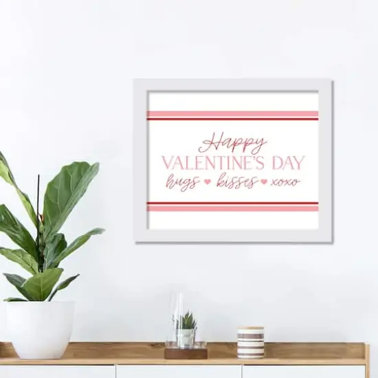 11" x 14" Happy Valentine's Day White Framed Print Wall Art {4}