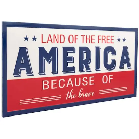20" Land of the Free Because of the Brave Patriotic Metal Wall Sign {4}