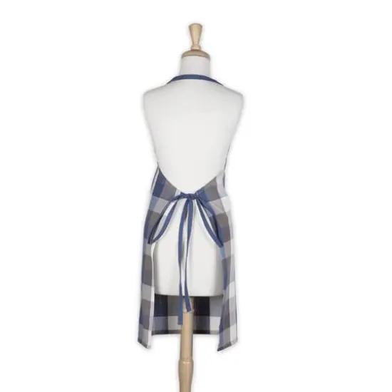 DII&reg; Tri Color Check Chef Apron French Blue {4}