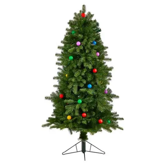 5ft. Pre-Lit Montana Mountain Fir Artificial Christmas Tree, Multicolor LED Lights {4}