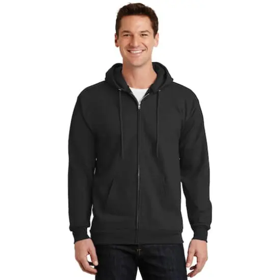 Port & Company® Essential Fleece Full-Zip Hooded Sweatshirt Jet Black {3}