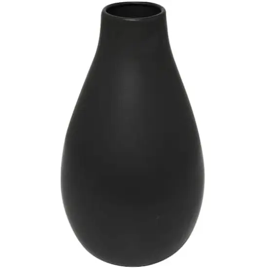 20" Modern Teardrop Ceramic Vase Black {1}