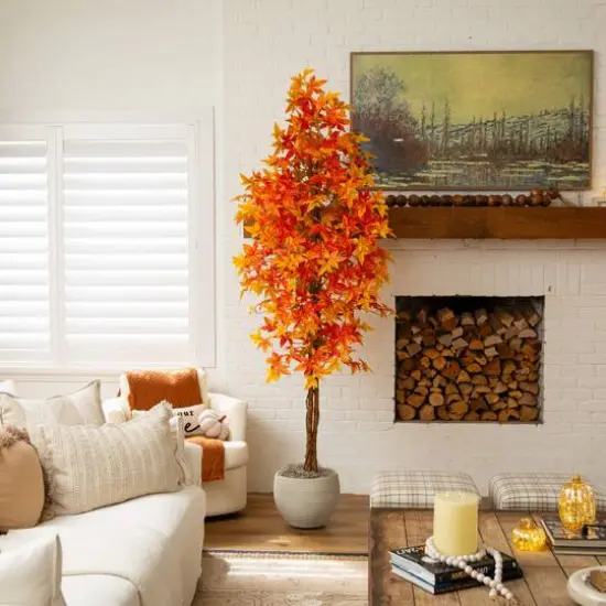 8ft. Autumn Deluxe Maple Artificial Fall Tree {8}