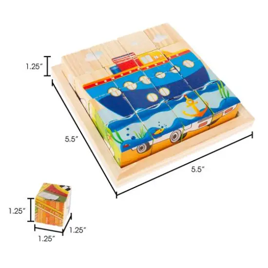 Toy Time Vehicles 6-in-1 Block Puzzle Set {3}