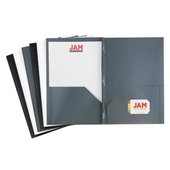 JAM Paper 9.5" x 11.5" Assorted Business Colors Plastic 2 Pocket School POP Folders with Clasps, 6ct. {1}