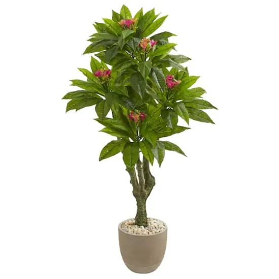 5ft. UV Resistant Plumeria Artificial Tree in Decorative Planter {1}