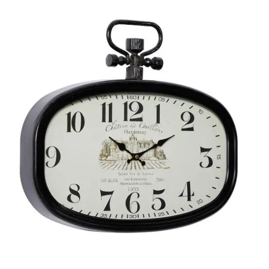 18" Black Metal Vintage Wall Clock {3}