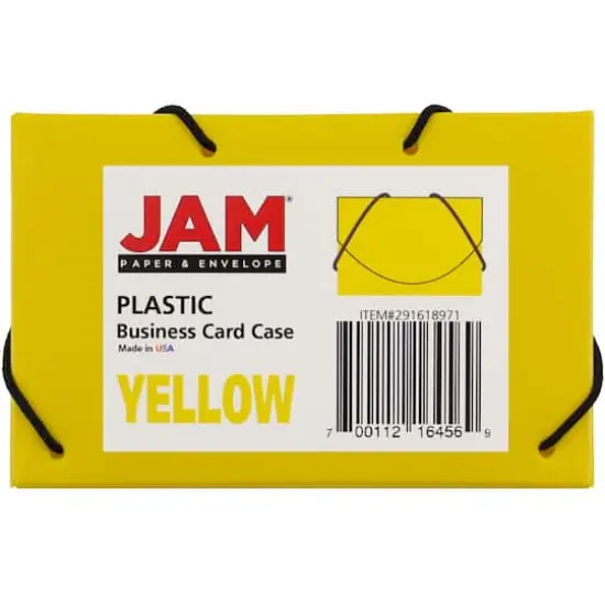 JAM Paper Plastic Business Card Holder Case Yellow Solid {4}