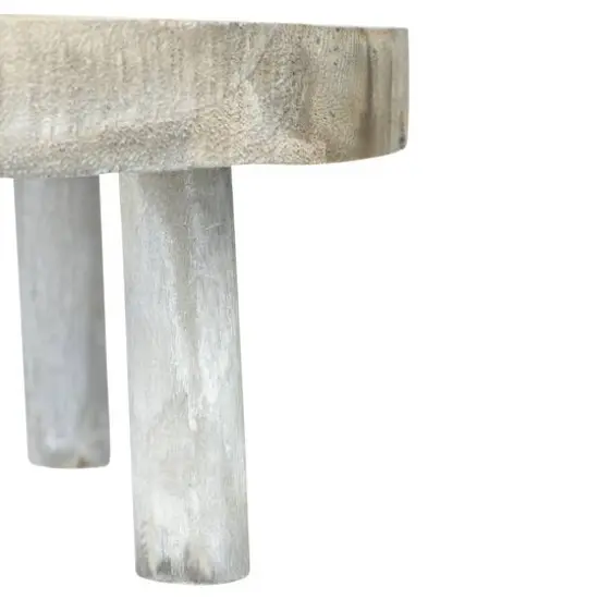 6" Paulownia Wood Gray Wash Pedestal {6}