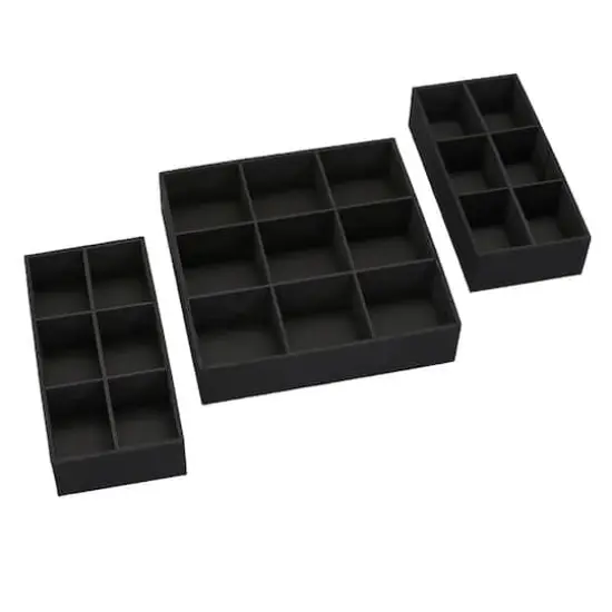 Household Essentials 3 Piece Drawer Organizers Starter Set Black {1}