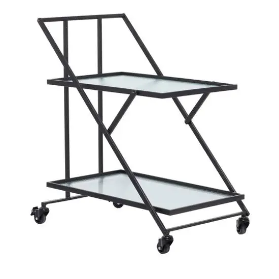 Black Iron Industrial Bar Cart, 32" x 25" x 18" {1}