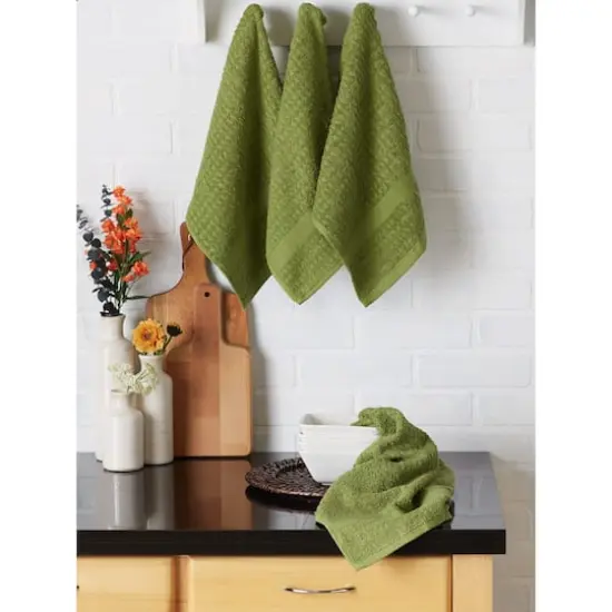 DII&reg; Solid Antique Green Waffle Terry Dish Towels, 4ct. {7}
