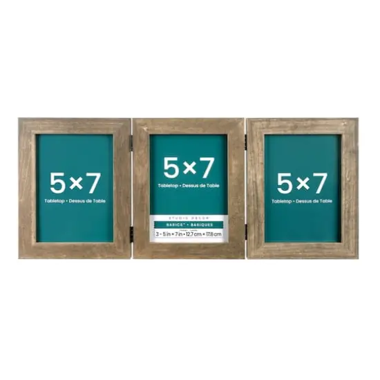 Basics™ 3 Opening 5" x 7" Gray Hinged Frame by Studio Décor® {1}