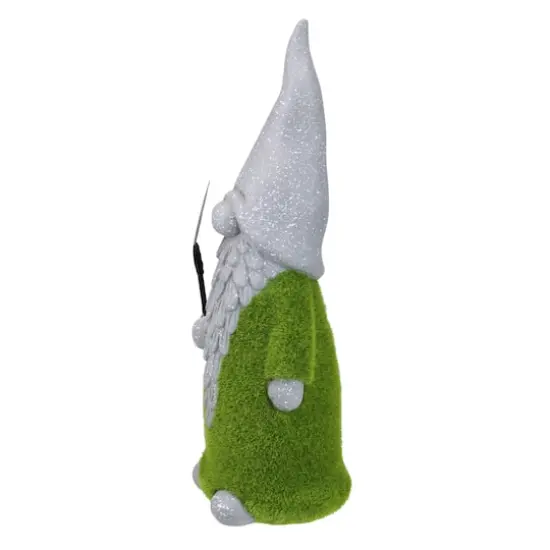 13.5" Faux Moss Covered Gnome with Shovel Outdoor Garden Statue {4}