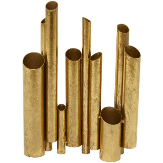 CosmoLiving by Cosmopolitan Gold Metal Organ Pipe Vase 11" x 3" x 14" {1}