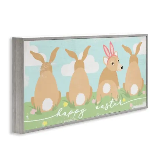 Stupell Industries Happy Easter Sentiment Bunny Tails Funny Corgi Dog Framed Giclee Art Gray {4}