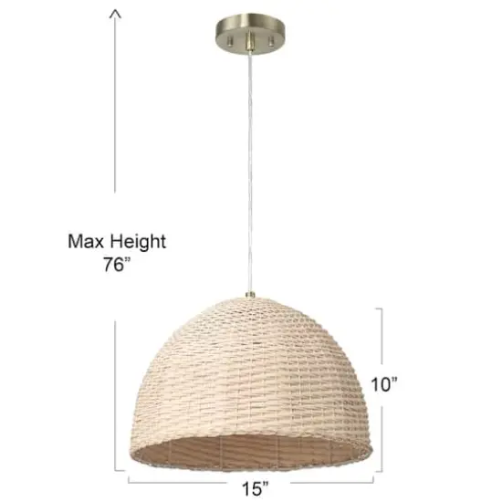 Hello Honey&reg; Calypso Natural Metal & Handwoven Wicker Dome Ceiling Light {5}