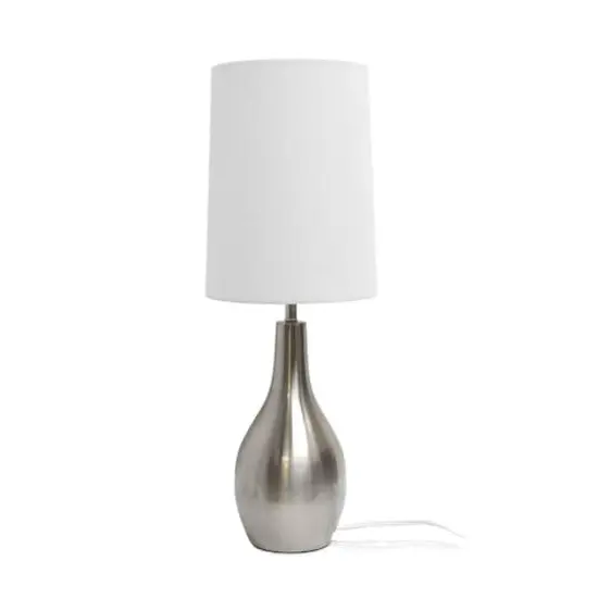 Simple Designs 19.5" Tear Drop Table Lamp with Fabric Drum Shade Brushed Nickel {7}