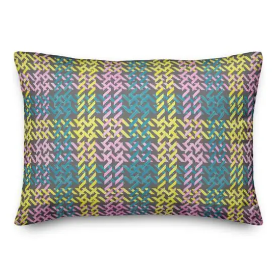 Spring Plaid Indoor/Outdoor Lumbar Pillow Dark {1}