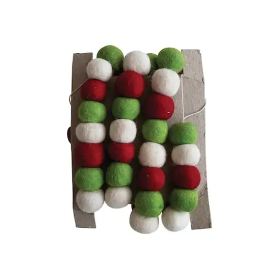 Hello Honey&reg; 6ft. Red, White & Green Wool Felt Ball Garland {4}