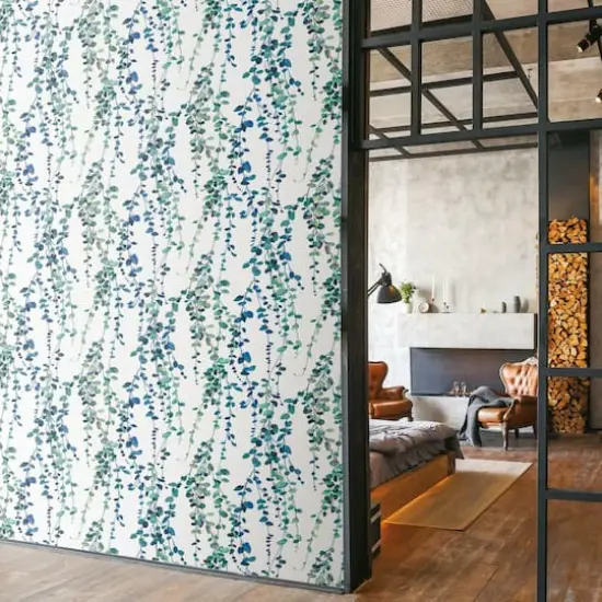 RoomMates Hanging Watercolor Vines Peel & Stick Wallpaper Blue and Green {4}