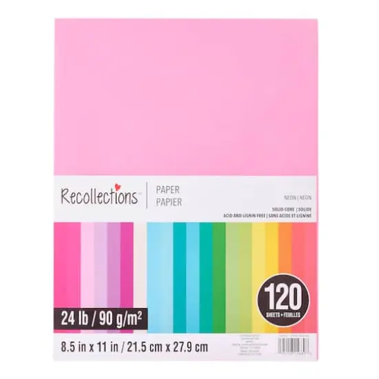 8.5" x 11" Neon Paper Pack by Recollections&trade;, 120 Sheets {6}