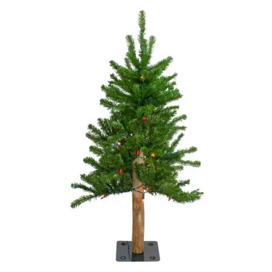 3ft. Pre-Lit Alpine Artificial Christmas Tree, Multicolor Lights {1}