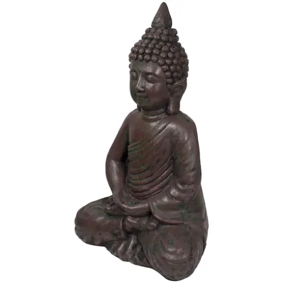 17.5" Dark Brown Meditating Buddha Outdoor Garden Statue {5}