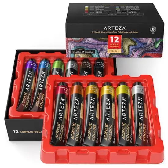 Arteza&reg; 12 Color Metallic Acrylic Paint Set {1}