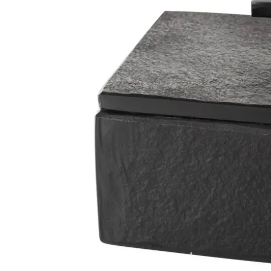 Black Marble Decorative Box with Aluminum Bar Handles, 3ct. {6}