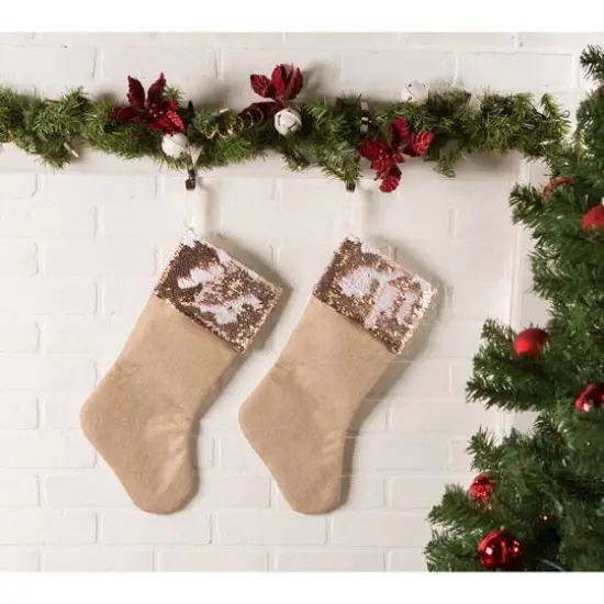 DII&reg; Champagne Sequin Linen Holiday Stocking Set {6}