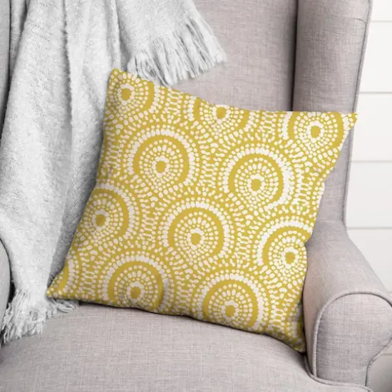 18" x 18" Fan Pattern Indoor/Outdoor Throw Pillow Yellow {3}